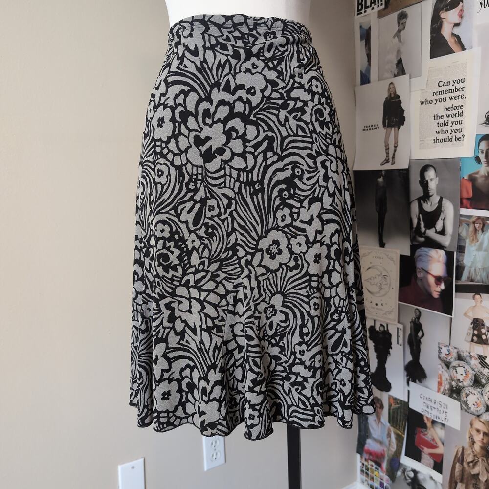 Abstract Floral Print A-Line Skirt Boho